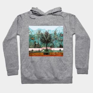 ANTIQUE ROMAN WALL PAINTING Flower Garden Flying Birds Pine,Quince ,Apple Trees Hoodie